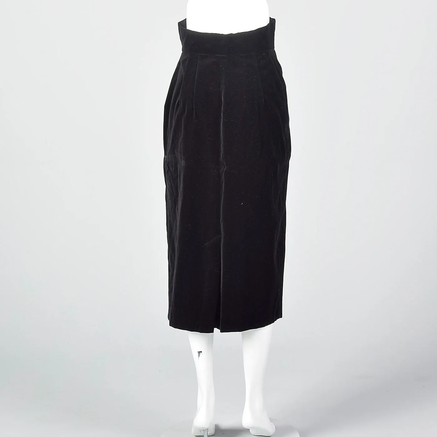 1950s High Waist Black Velvet Skirt