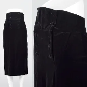 1950s High Waist Black Velvet Skirt