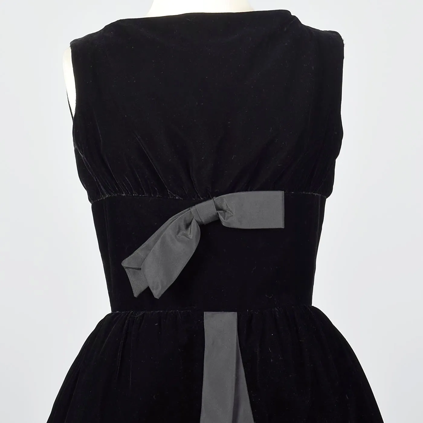 1950s Suzy Perette Little Black Velvet Dress with Dramatic Overskirt