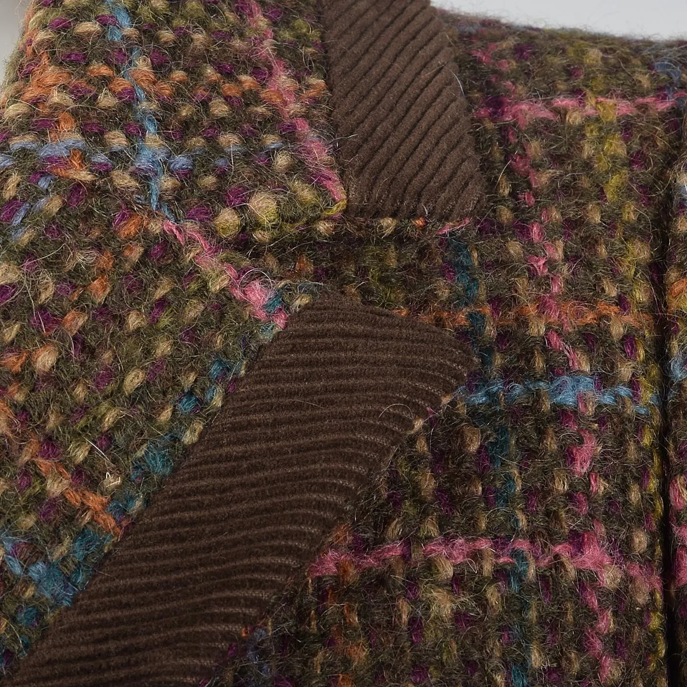 1980s Salvatore Ferragamo Mohair Tweed Skirt Suit with Corduroy Trim