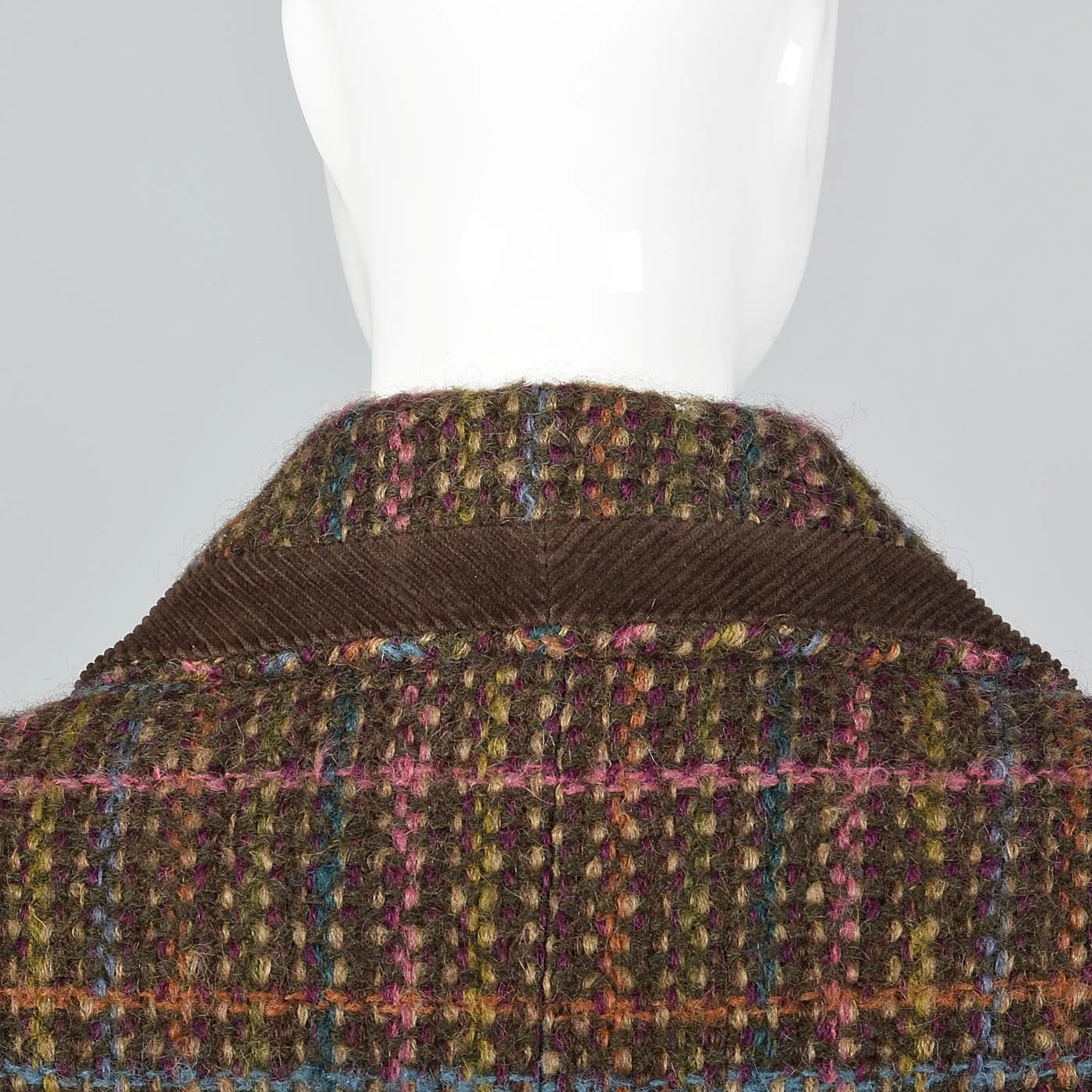 1980s Salvatore Ferragamo Mohair Tweed Skirt Suit with Corduroy Trim