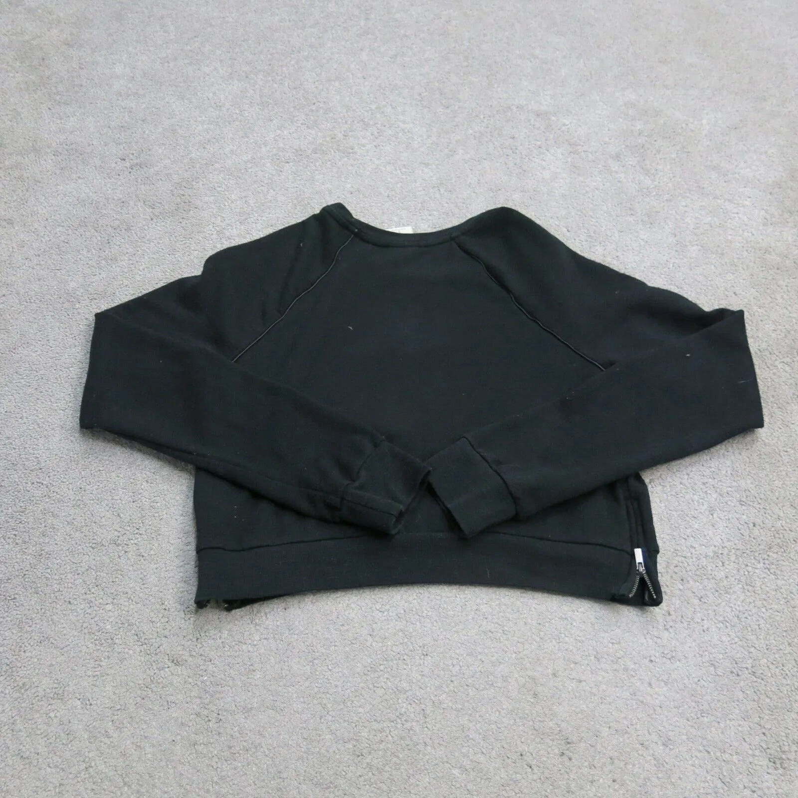 Abercrombie & Fitch Sweatshirt Womens Small Black Cropped Long Sleeve Crew Neck