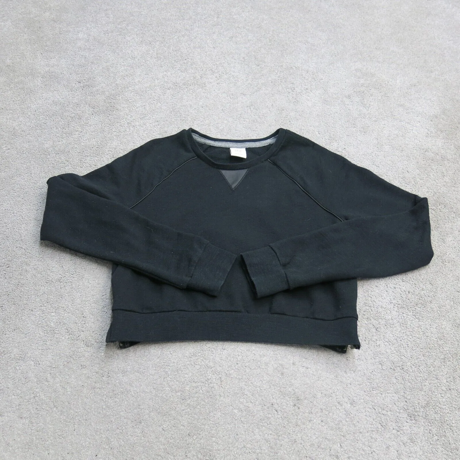 Abercrombie & Fitch Sweatshirt Womens Small Black Cropped Long Sleeve Crew Neck