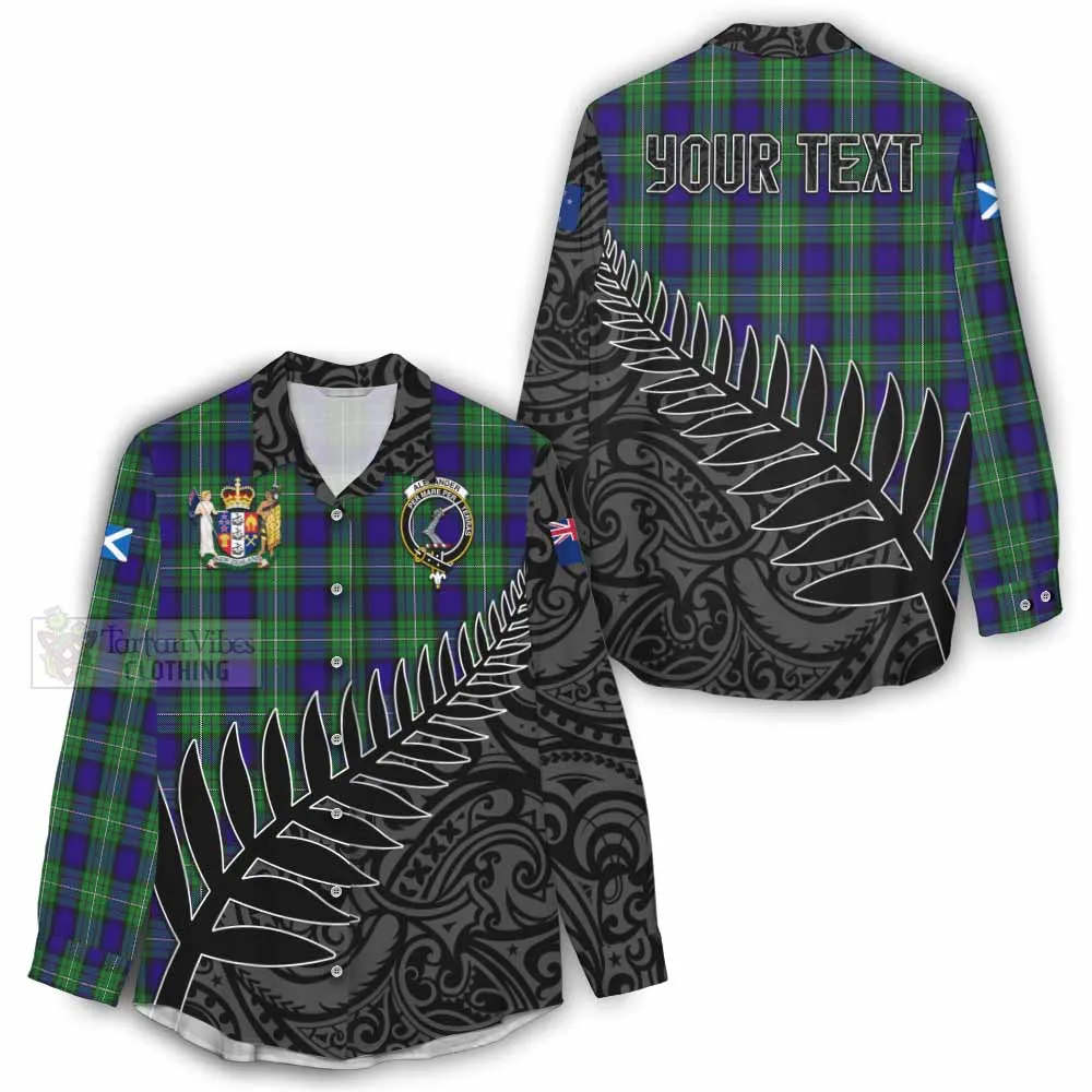 Alexander Crest Tartan Women's Casual Shirt with New Zealand Silver Fern Half Style