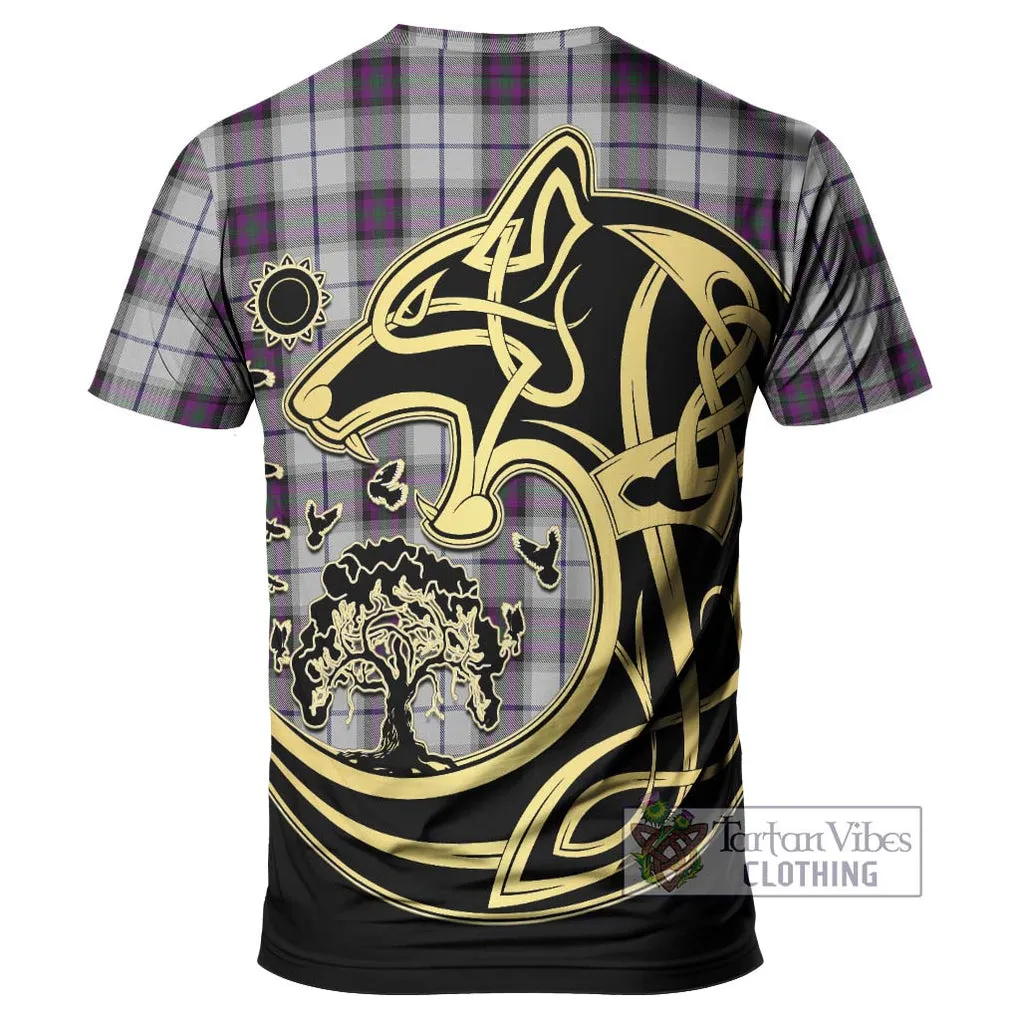 Alexander of Menstry Dress Tartan T-Shirt with Family Crest Celtic Wolf Style