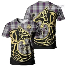 Alexander of Menstry Dress Tartan T-Shirt with Family Crest Celtic Wolf Style