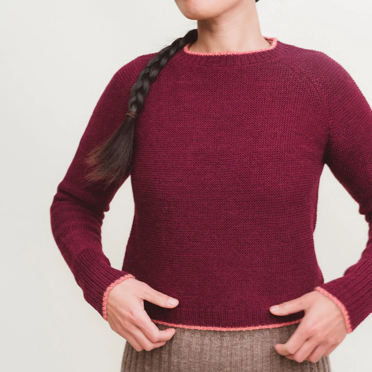 Women's Cable Crop Jumper - 100% Baby Alpaca - Light Peacock (S-L)