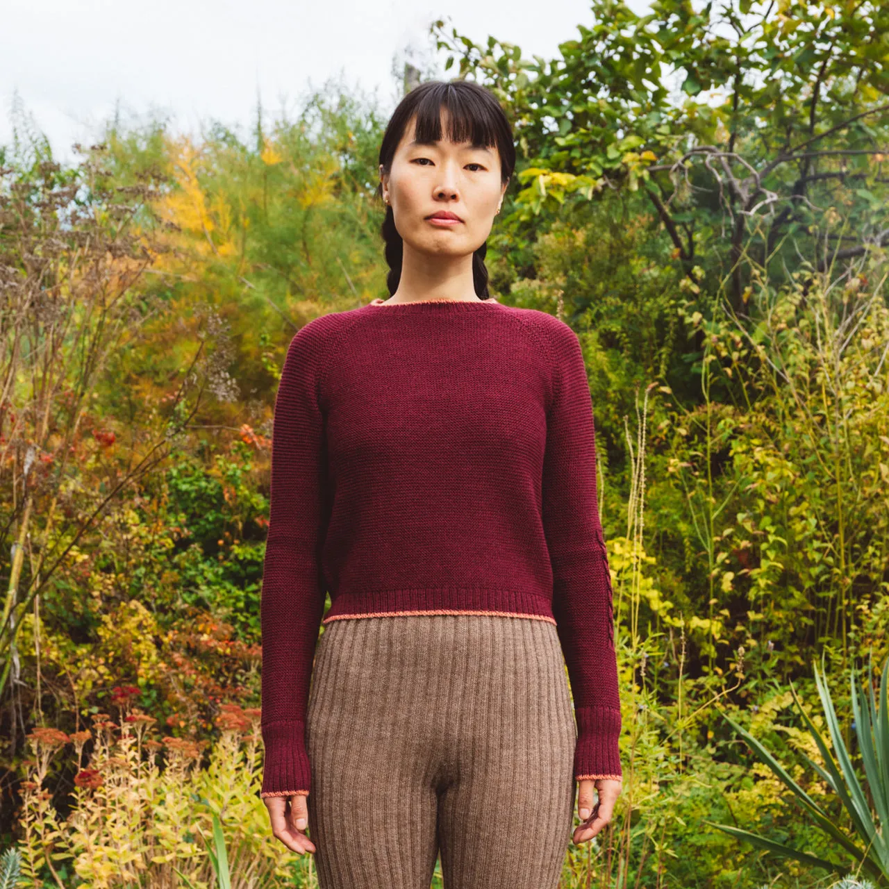 Women's Cable Crop Jumper - 100% Baby Alpaca - Light Peacock (S-L)