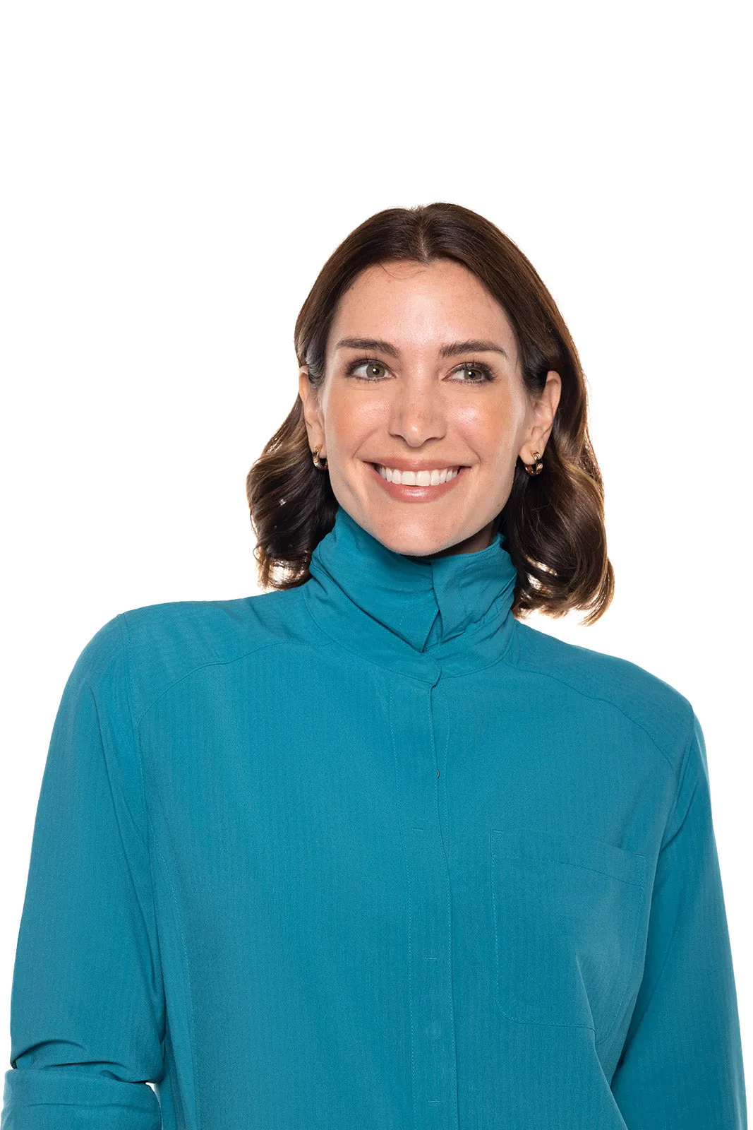 Women's Malta Travel Shirt Dress  |  Tahitian Teal Shadow Stripe