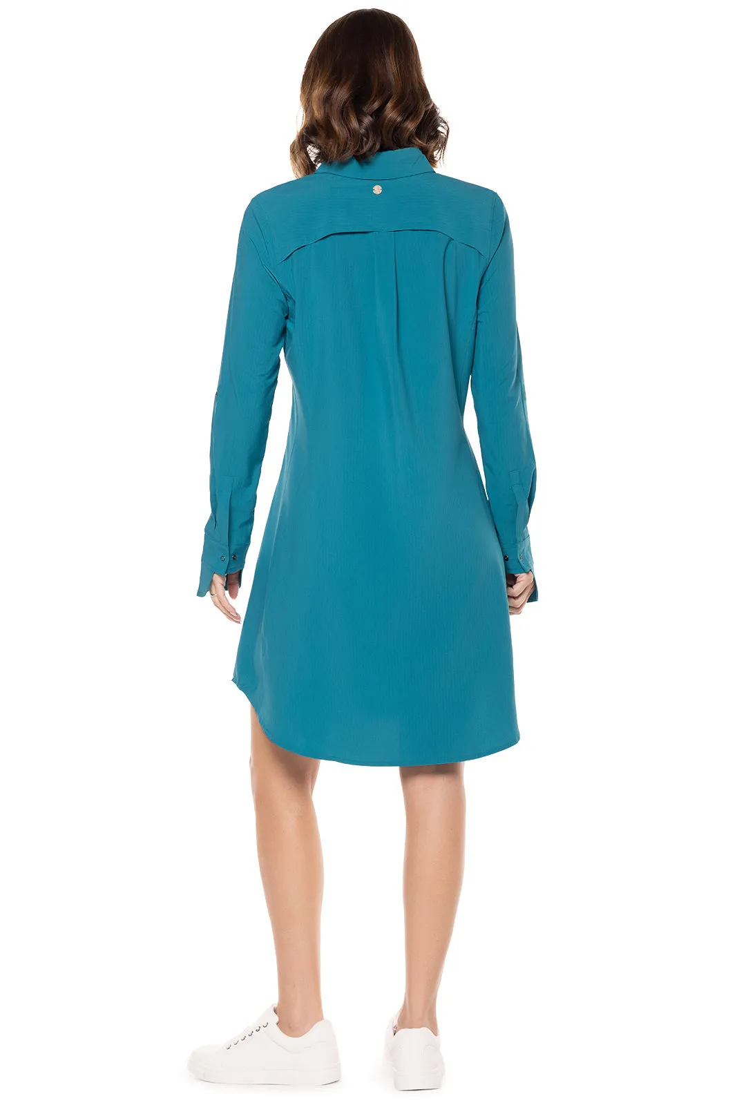 Women's Malta Travel Shirt Dress  |  Tahitian Teal Shadow Stripe